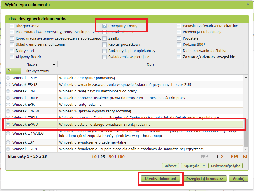 wniosek o rentę wdowią (ERWD)