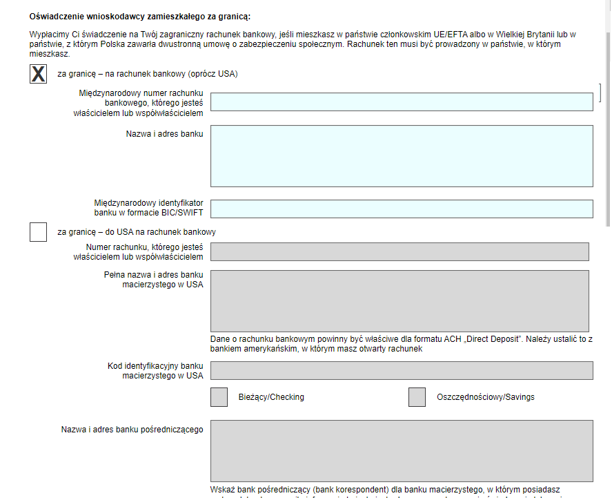 renta wdowia - oświadczenie zamieszkałego za granicą 