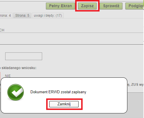 dokument ERWD zapisany