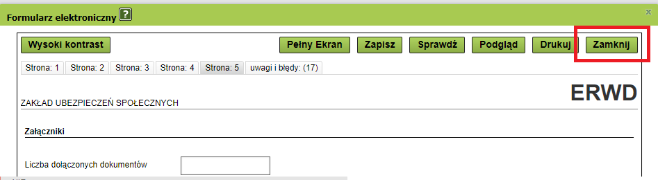 dokument ERWD zamknij