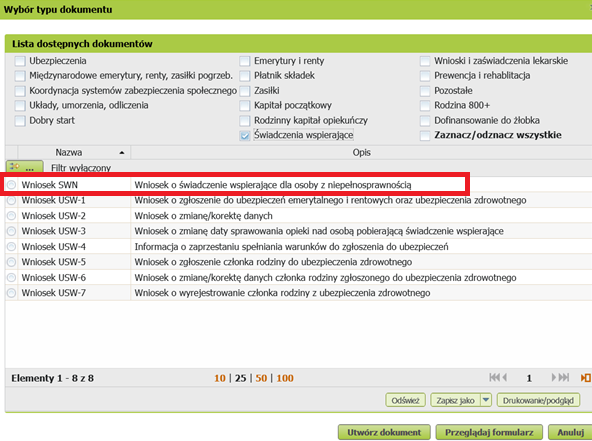świadczenia wspierające - ZUS 3