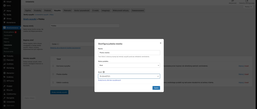 woocommerce konfiguracja wysyłki